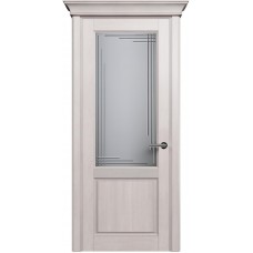 Межкомнатная дверь Status Classic 521, Дуб Белый, стекло Алмазная гравировка грань