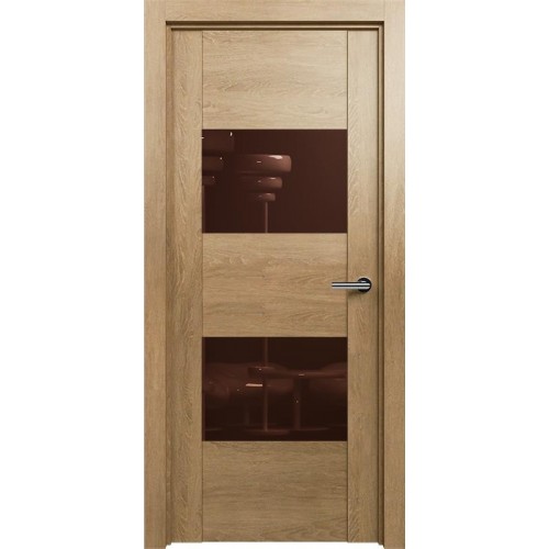 Межкомнатная дверь Status Versia 221, Дуб Светлый, стекло Лакобель коричневое