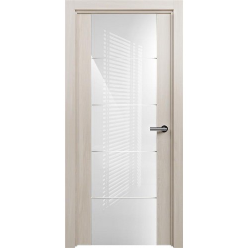 Межкомнатная дверь Status Versia 222, Ясень, стекло Триплекс 8мм белый с горизонтальной гравировкой