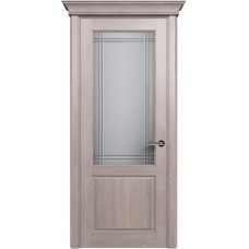 Межкомнатная дверь Status Classic 521, Дуб Серый, стекло Алмазная гравировка итальянская решетка