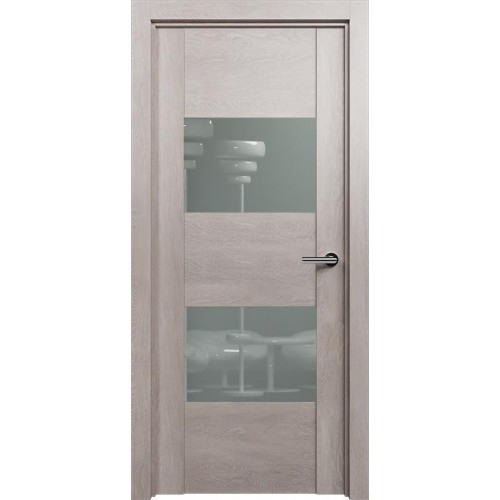 Межкомнатная дверь Status Versia 221, Дуб Серый, стекло Лакобель серое