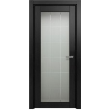 Межкомнатная дверь Status Optima 125, Дуб Чёрный, стекло Английская решетка сатинато белое
