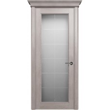 Межкомнатная дверь Status Classic 552, Дуб Серый, стекло Алмазная гравировка английская решетка