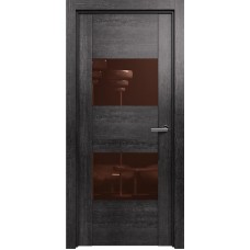 Межкомнатная дверь Status Versia 221, Венге Пепельный, стекло Лакобель коричневое