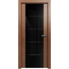 Межкомнатная дверь Status Versia 222, Анегри, стекло Триплекс 8мм черный с горизонтальной гравировкой
