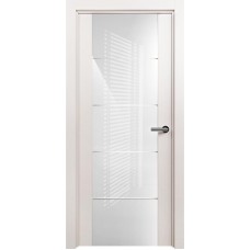 Межкомнатная дверь Status Versia 222, Белый Жемчуг, стекло Триплекс 8мм белый с горизонтальной гравировкой