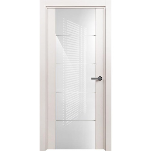 Межкомнатная дверь Status Versia 222, Белый Жемчуг, стекло Триплекс 8мм белый с горизонтальной гравировкой