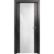 Межкомнатная дверь Status Versia 222, Венге Пепельный, стекло Триплекс 8мм белый с горизонтальной гравировкой