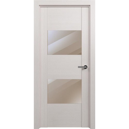 Межкомнатная дверь Status Versia 221, Дуб Белый, стекло Зеркало бронза