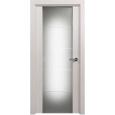 Межкомнатная дверь Status Versia 222, Дуб Белый, стекло Триплекс 8 мм с горизонтальной гравировкой