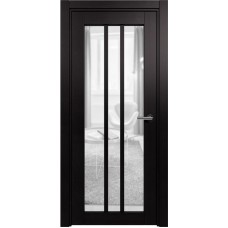 Межкомнатная дверь Status Optima 136, Дуб Чёрный, стекло Сатинато прозрачное