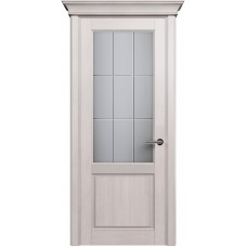 Межкомнатная дверь Status Classic 521, Дуб Белый, стекло Алмазная гравировка английская решетка
