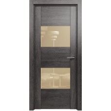 Межкомнатная дверь Status Versia 221, Дуб Патина, стекло Лакобель бежевое