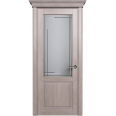 Межкомнатная дверь Status Classic 521, Дуб Серый, стекло Алмазная гравировка грань