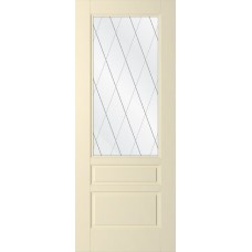 Дверь WanMark Скай-3 крем, сатинат, гравировка рис. Решетка