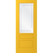 Дверь WanMark Скай-3 желтый, сатинат, гравировка рис. 1