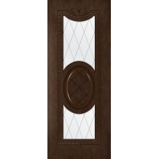 Дверь WanMark Вуаль шпон натур. дуб Каштан, сатинат графит, гравировка рис. 1 (верх+низ)