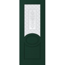 Дверь WanMark Скай-4 зеленый, сатинат матовый, рис. Ваза