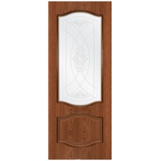Дверь WanMark Даяна шпон натур. дуб Коньяк, сатинат, прозрачный рис. 1