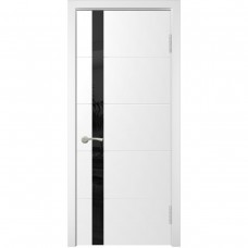 Дверь WanMark Скай-5 белая эмаль стекло чёрное