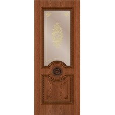 Дверь WanMark Мария шпон натур. дуб Коньяк, сатинат бронза, золотой рис. 1