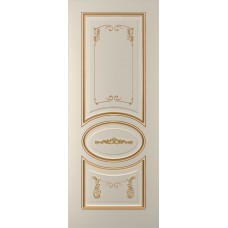 Дверь WanMark Алиса-1 эмаль Авангард, патина золото-R17, декор №1