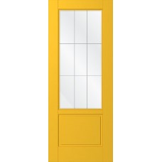 Дверь WanMark Скай-2 желтый, сатинат, гравировка рис. 1