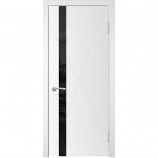 Дверь WanMark Скай-7 белая эмаль стекло чёрное