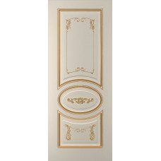 Дверь WanMark Алиса-1 эмаль Авангард, патина золото-R17, декор №2