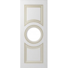 Дверь WanMark Роксана эмаль Белый, патина золото-G, под стекло
