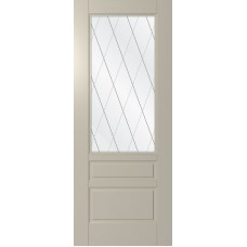 Дверь WanMark Скай-3 светло-серый, сатинат, гравировка рис. Решетка
