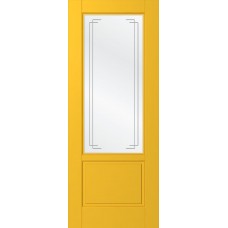 Дверь WanMark Скай-2 желтый, сатинат, гравировка рис. 2