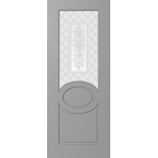 Дверь WanMark Скай-4 серый, сатинат матовый, рис. Ваза