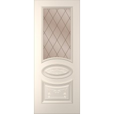 Дверь WanMark Маринэ-1 Персиковый, сатинат бронза, гравировка рис. Решетка