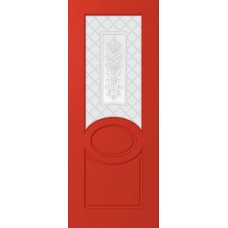 Дверь WanMark Скай-4 красный, сатинат матовый, рис. Ваза