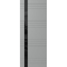Дверь WanMark Скай-6 серый, стекло лакобель черное