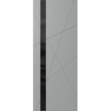 Дверь WanMark Скай-7 серый, стекло лакобель черное
