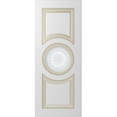 Дверь WanMark Роксана эмаль Белый, патина золото-G, фотопечать 1