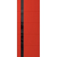 Дверь WanMark Скай-5 красный, стекло лакобель черное
