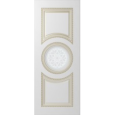 Дверь WanMark Роксана эмаль Белый, патина золото-G, фотопечать 2