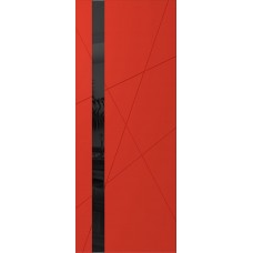Дверь WanMark Скай-7 красный, стекло лакобель черное
