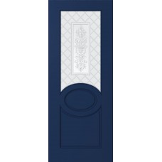 Дверь WanMark Скай-4 синий, сатинат матовый, рис. Ваза