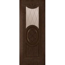Дверь WanMark Вуаль шпон натур. дуб Каштан, сатинат бронза, гравировка рис. 1 (верх)