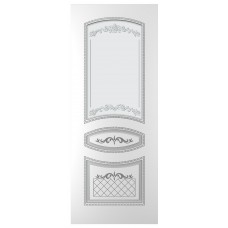 Дверь WanMark Алина-2 эмаль Белый, патина серебро, стекло матовое рис. 1