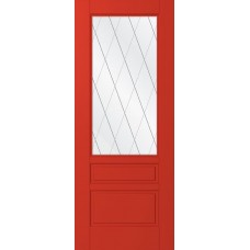 Дверь WanMark Скай-3 красный, сатинат, гравировка рис. Решетка