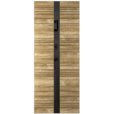 Дверь WanMark Лайн-1, Дуб бесцветный лак, патина, лакобель черное, гравировка рис. 2