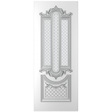 Дверь WanMark Калипсо эмаль Белый, патина серебро, стекло матовое рис. 1