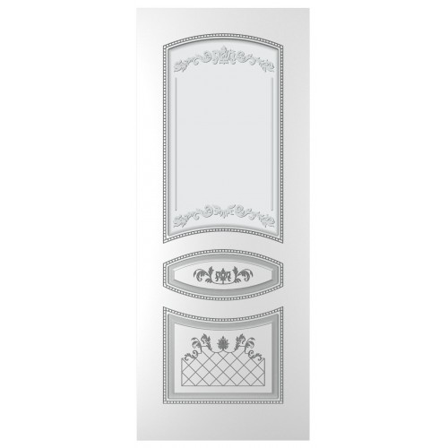 Дверь WanMark Алина эмаль Белый, патина серебро, стекло матовое рис. 1