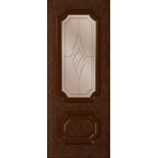 Дверь WanMark Офелия Дуб Коньяк, сатинат бронза, гравировка рис. 1