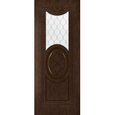 Дверь WanMark Вуаль шпон натур. дуб Каштан, сатинат графит, гравировка (верх)